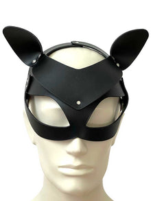 Ledermaske Katze schwarz