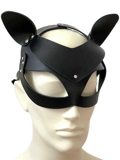 Ledermaske Katze schwarz