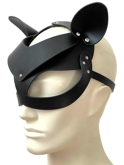 Ledermaske Katze schwarz