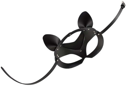 Ledermaske Katze schwarz