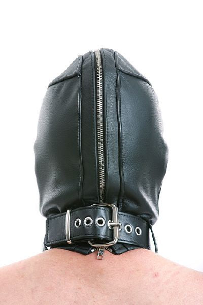 Ledermaske mit Mund- und Augenklappe + Halsband