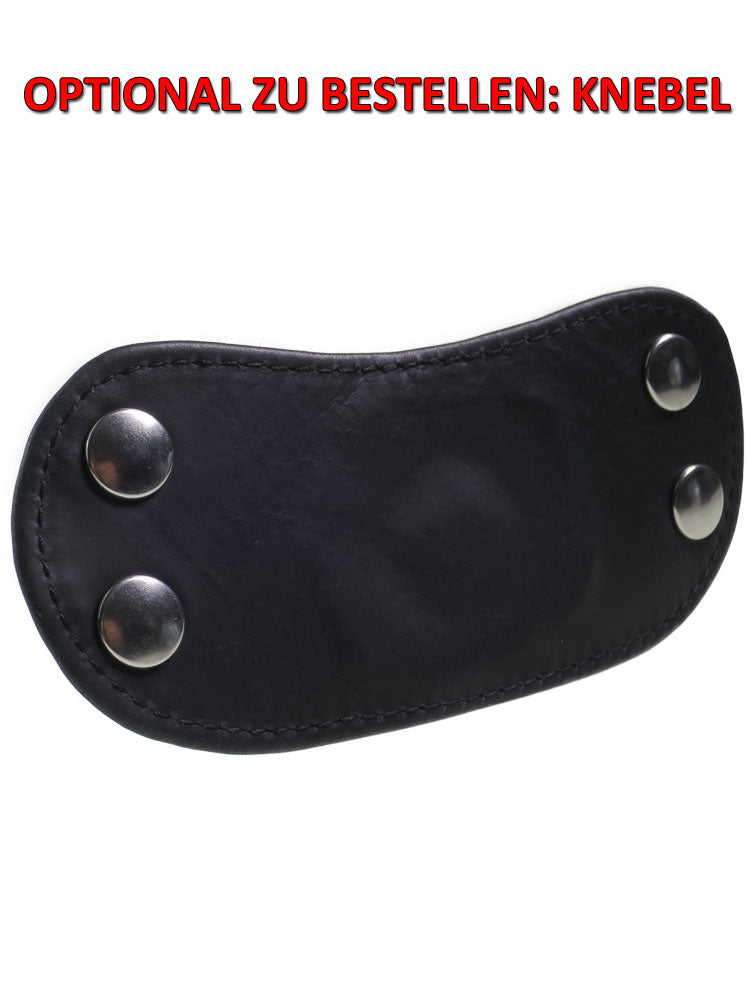 Ledermaske mit Mund- und Augenklappe + Halsband