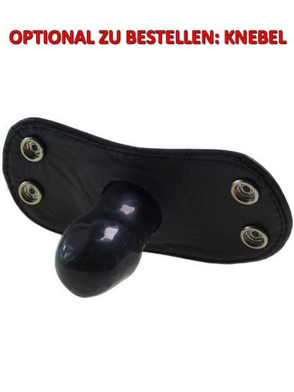 Ledermaske mit Mund- und Augenklappe + Halsband
