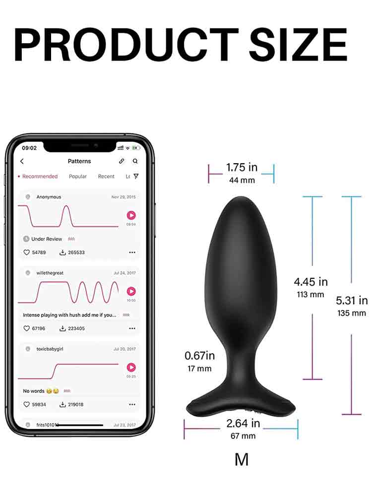 LOVENSE Bluetooth HUSH 2 Vibro Butt Plug M 44x113mm