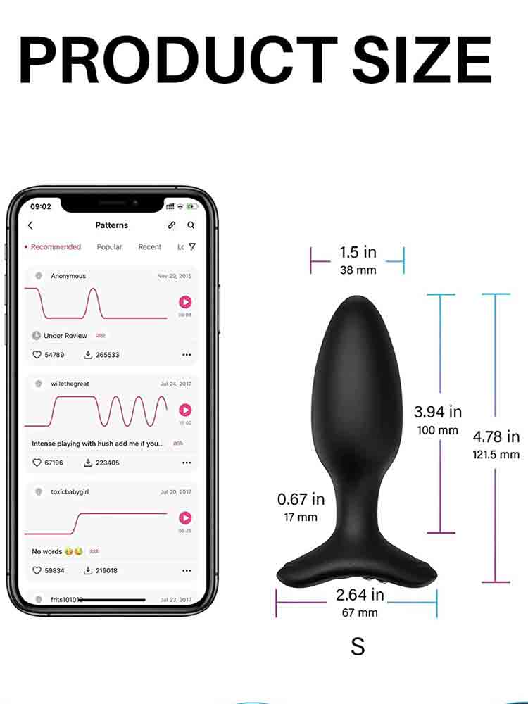 LOVENSE Bluetooth HUSH 2 Vibro Butt Plug S 38x100mm