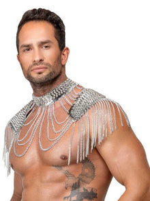 Kragen und Schulterpads mit Spikes - silberfarben