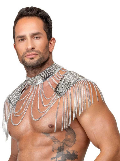 Kragen und Schulterpads mit Spikes - silberfarben