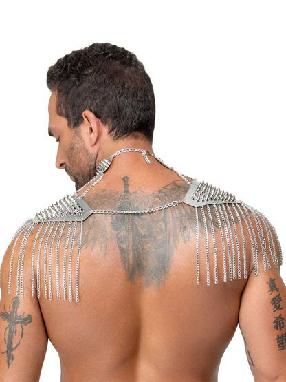 Kragen und Schulterpads mit Spikes - silberfarben