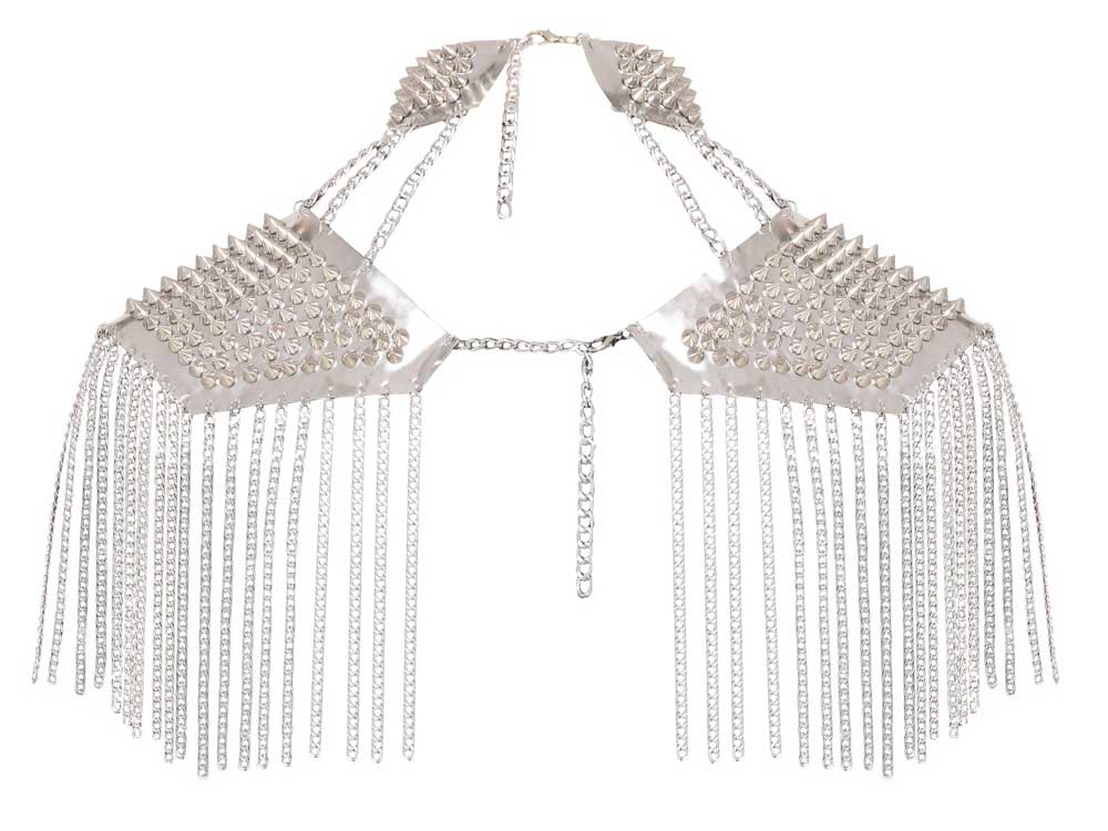 Kragen und Schulterpads mit Spikes - silberfarben