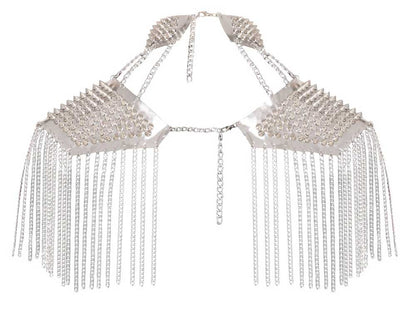 Kragen und Schulterpads mit Spikes - silberfarben