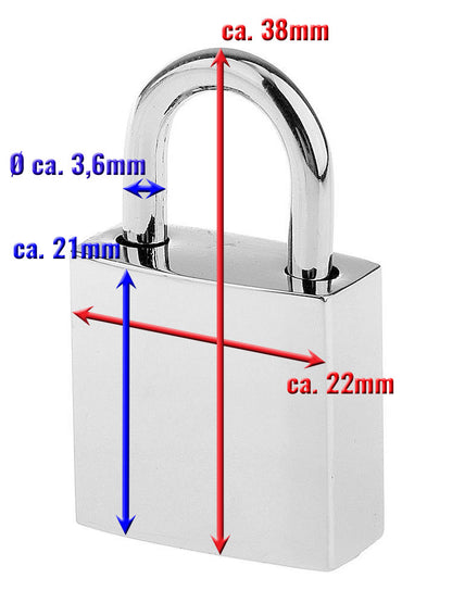 Mini-Bügelschloss Chrom - 3.6mm Bügel