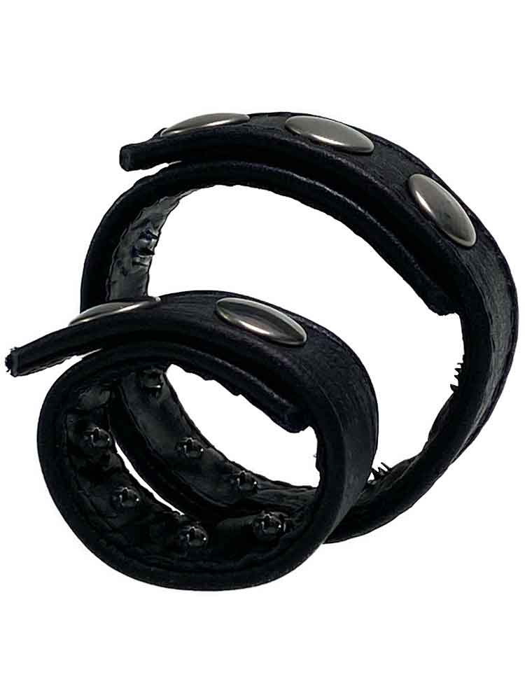 Leder DUO Cockring 21/21 mit Dornen