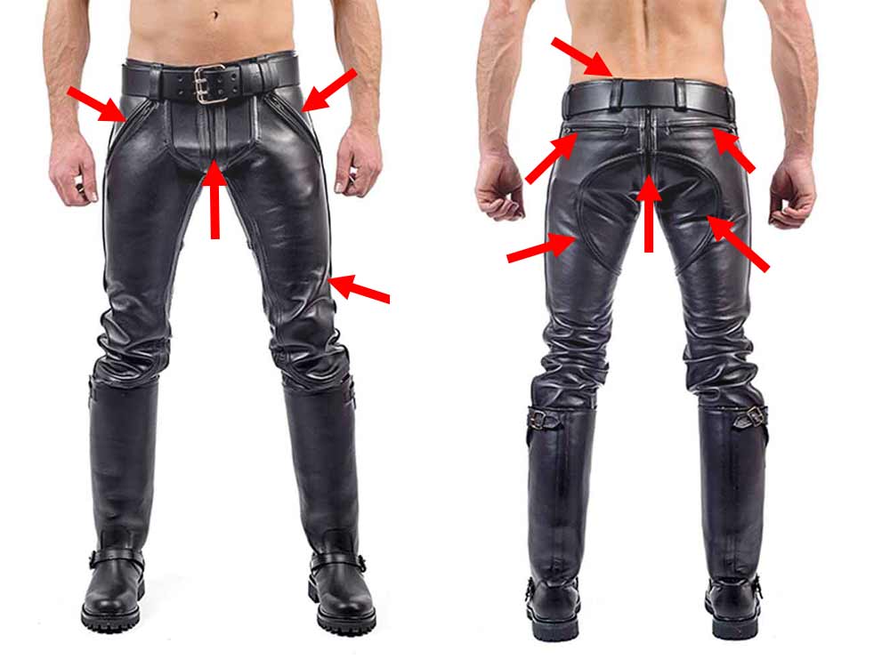 Mister B Leather FXXXer Jeans schwarz - schwarze Paspel