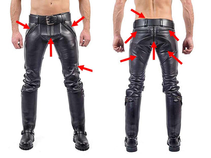 Mister B Leather FXXXer Jeans schwarz - schwarze Paspel