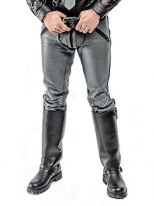 Mister B Leather FXXXer Jeans grau - schwarze Paspel