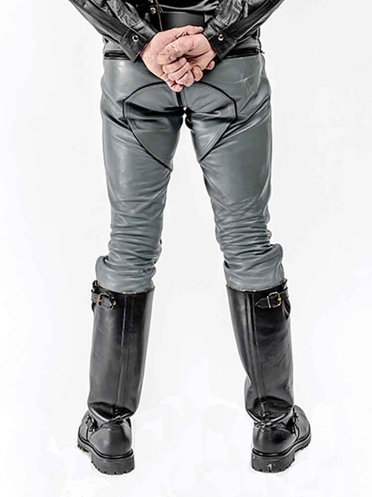 Mister B Leather FXXXer Jeans grau - schwarze Paspel