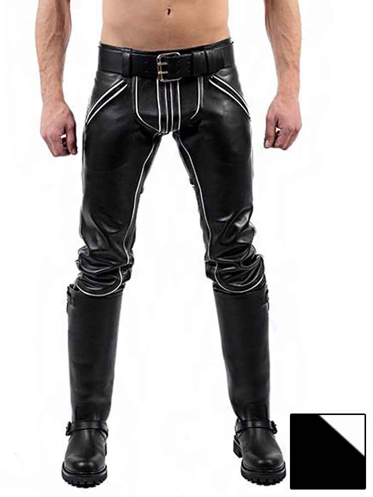 Mister B Leather FXXXer Jeans schwarz - weiße Paspel