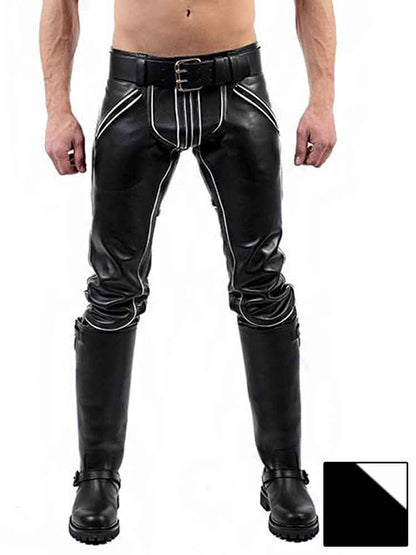 Mister B Leather FXXXer Jeans schwarz - weiße Paspel