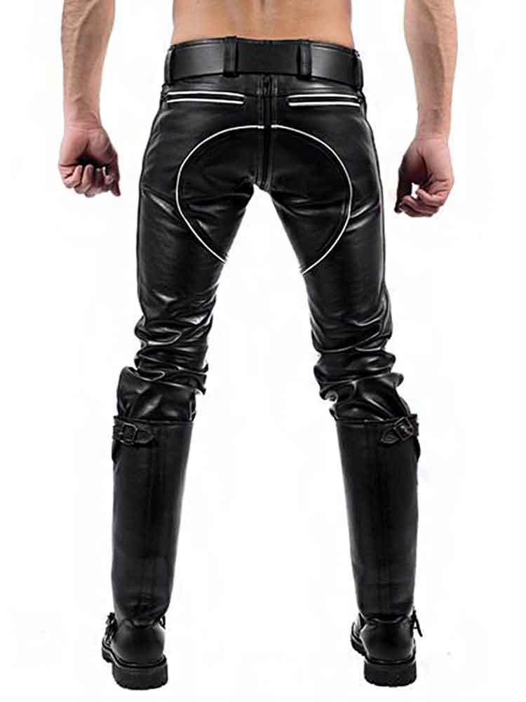 Mister B Leather FXXXer Jeans schwarz - weiße Paspel