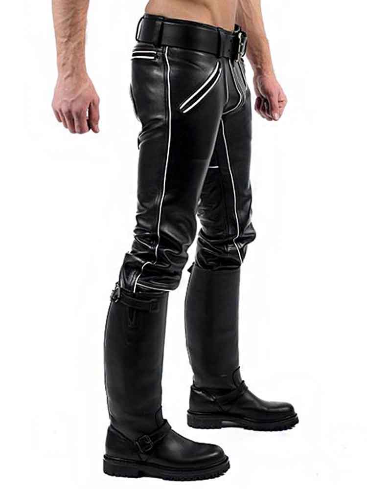 Mister B Leather FXXXer Jeans schwarz - weiße Paspel