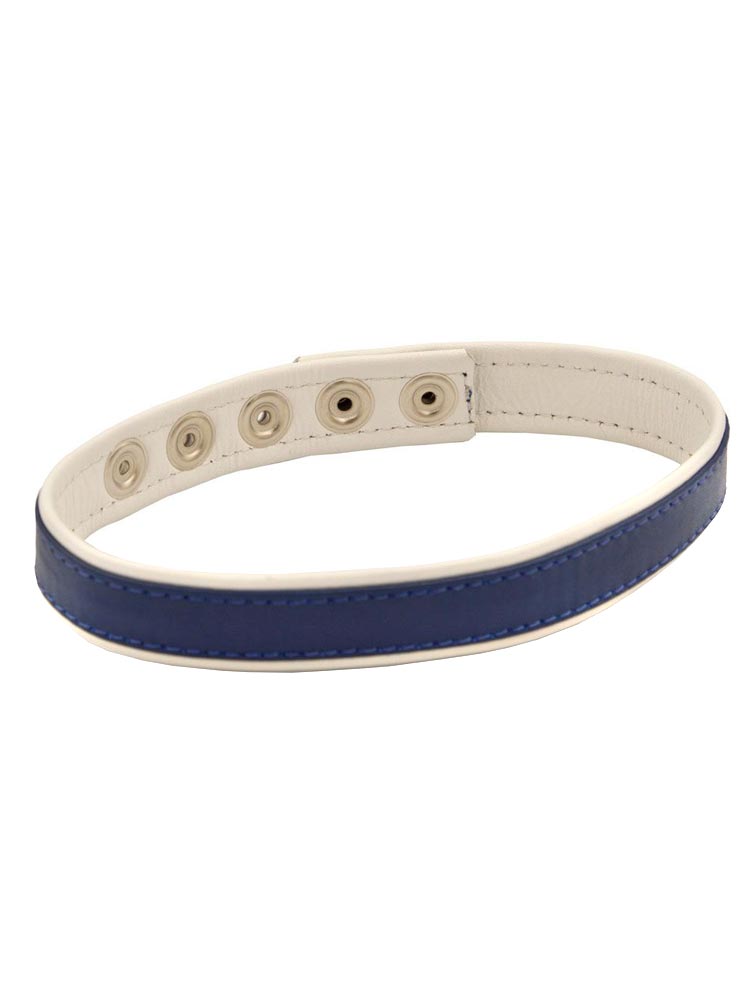 Mister B Leder Circuit Bizepsband blau - weiss