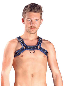 Mister B Leather Chest/Brust Harness, schwarz-blau