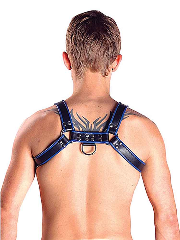 Mister B Leather Chest/Brust Harness, schwarz-blau