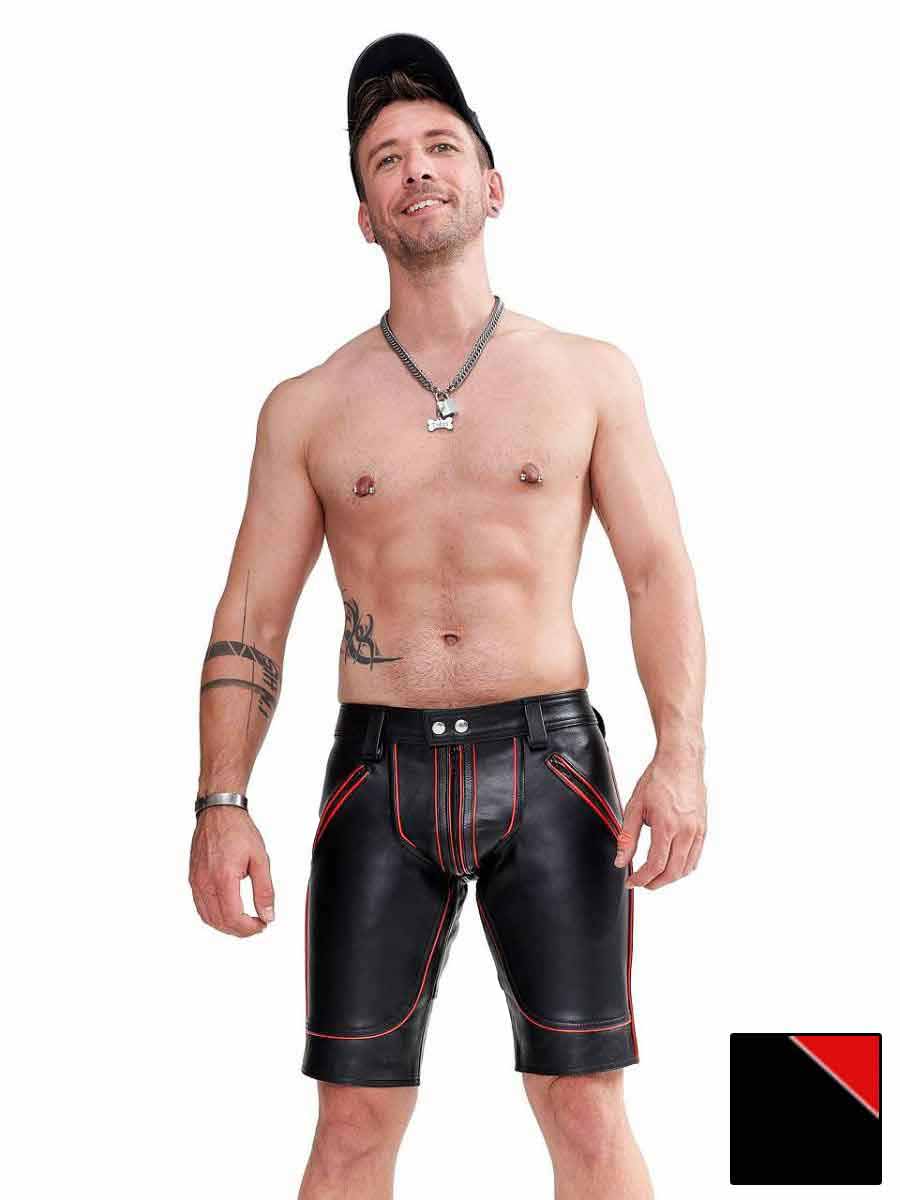 Mister B Leather FXXXer Shorts - rote Paspel