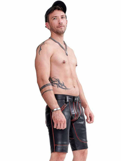Mister B Leather FXXXer Shorts - rote Paspel