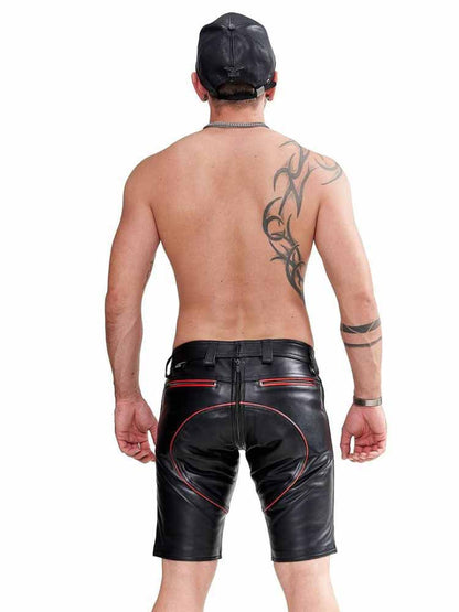 Mister B Leather FXXXer Shorts - rote Paspel