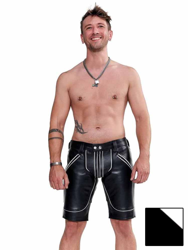 Mister B Leather FXXXer Shorts - weisse Paspel
