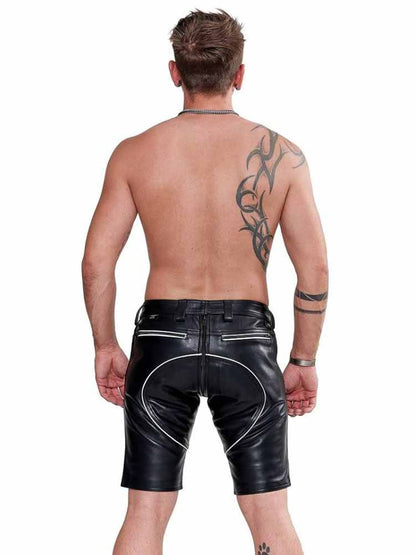 Mister B Leather FXXXer Shorts - weisse Paspel