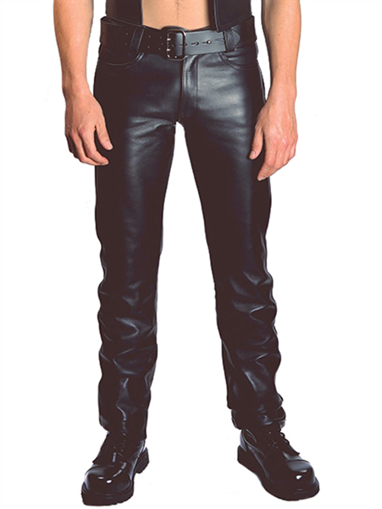 Mister B Leder Jeans Zip-Fly Verschluss