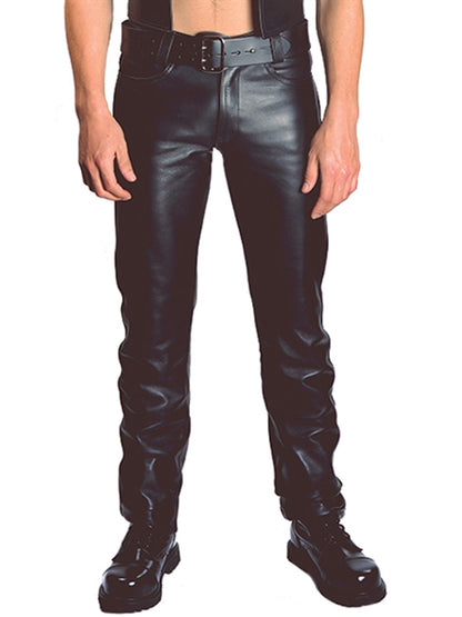 Mister B Leder Jeans Zip-Fly Verschluss