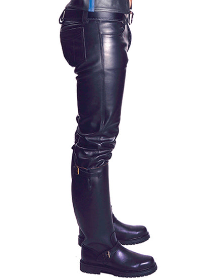 Mister B Leder Jeans Zip-Fly Verschluss