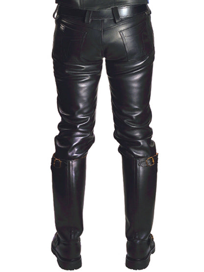 Mister B Leder Jeans Zip-Fly Verschluss