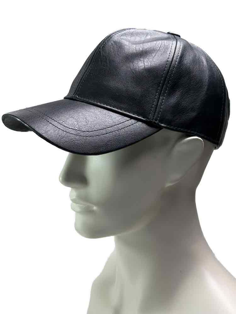 Mister B Baseballcap Leder schwarz