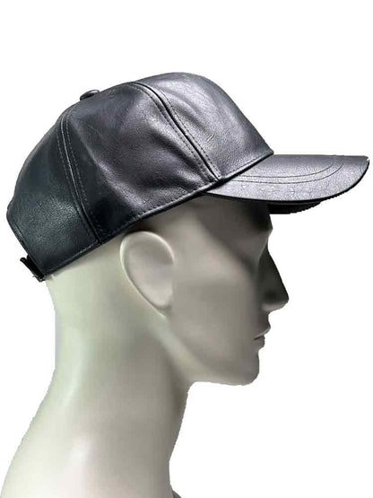 Mister B Baseballcap Leder schwarz