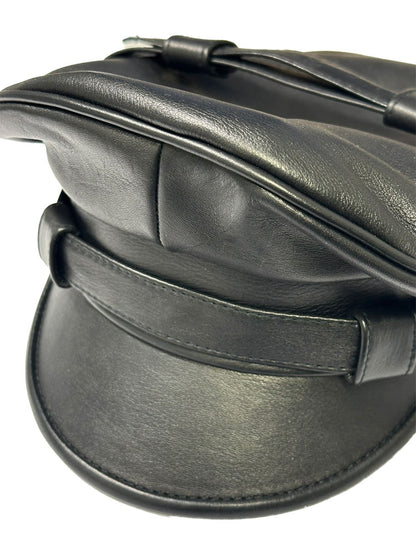 Mister B Leder-Biker-Kappe schwarz