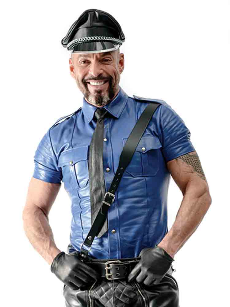 Mister B Leder Polizeihemd - blau