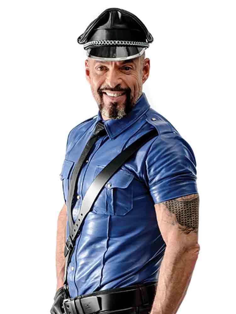 Mister B Leder Polizeihemd - blau