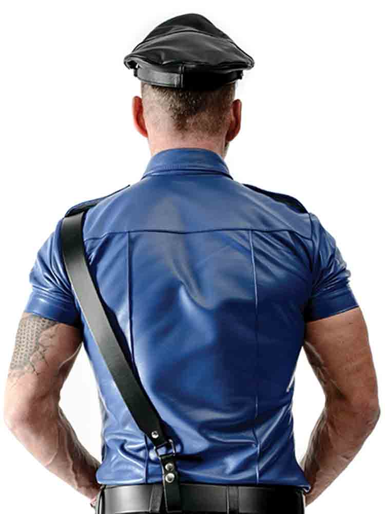 Mister B Leder Polizeihemd - blau