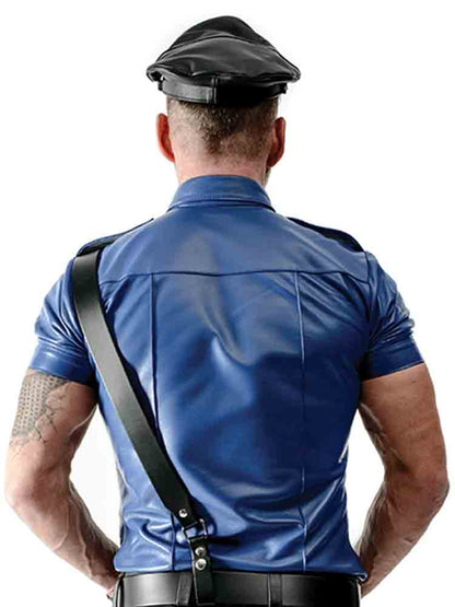 Mister B Leder Polizeihemd - blau