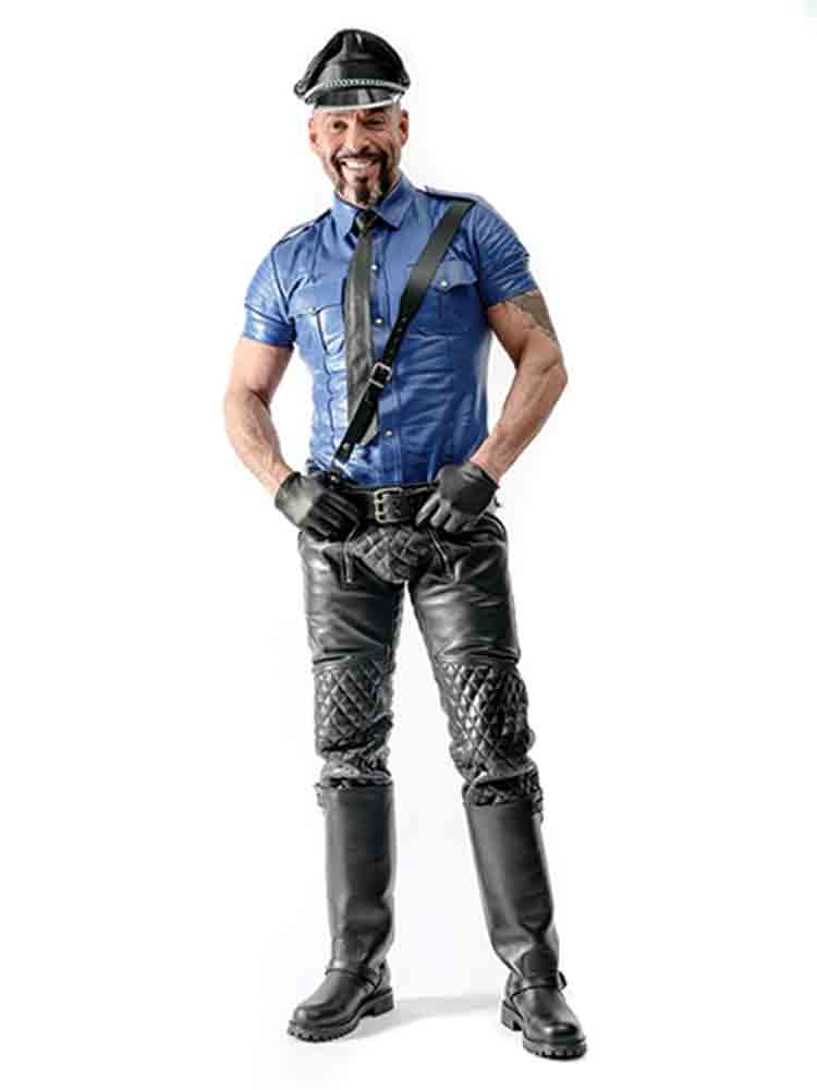 Mister B Leder Polizeihemd - blau