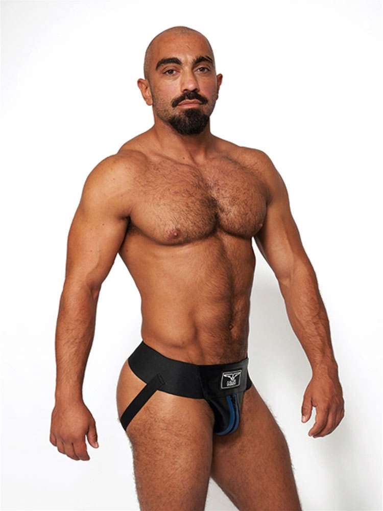 Mister B Leder Premium Jock - schwarz-blau