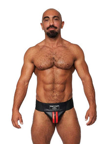 Mister B Leder Premium Jock - schwarz-rot