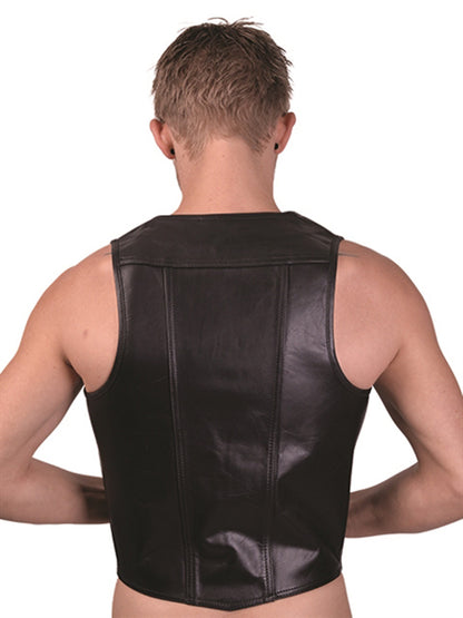Mister B Lederweste Muscle-Vest - roter Seitenstreifen