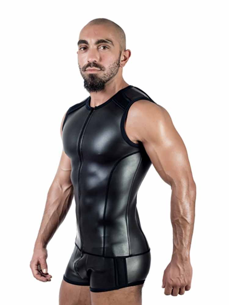 Mister B Neopren Sleeveless T-Vest mit Zip - schwarz