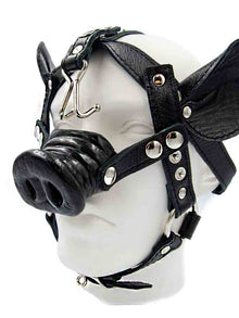 Mister B Leder Pig Kopfharness schwarz