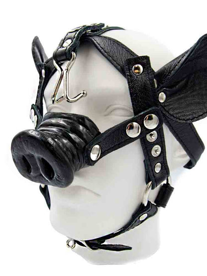 Mister B Leder Pig Kopfharness schwarz